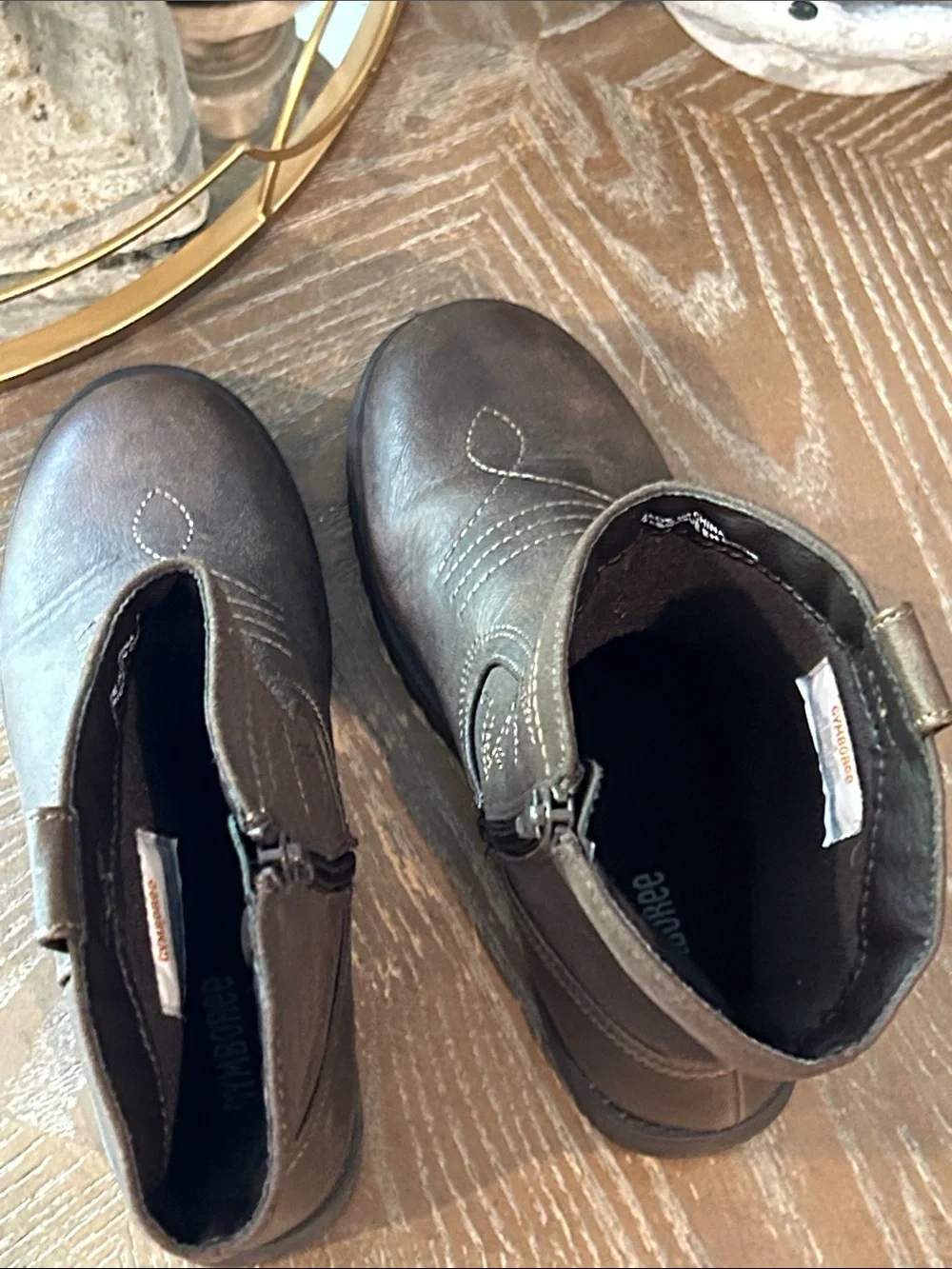 Gymboree Kids Brown Western Zip Cowboy Boots size 3